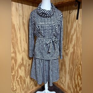 Vintage Black and White Geometric Skirt Set